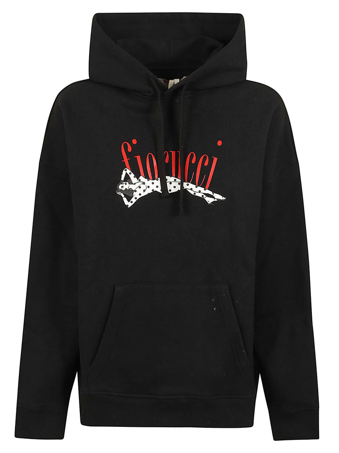 Womens Black Polka Dot Pin Up Print Relaxed Hoodie Felpa