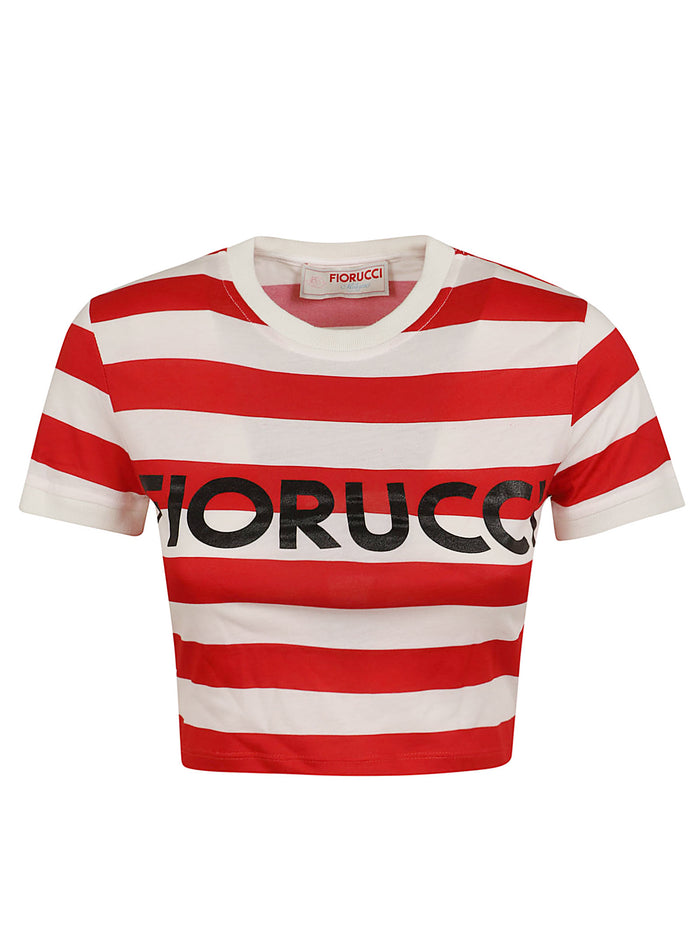 Red Striped Logo Cropped Baby T-shirt