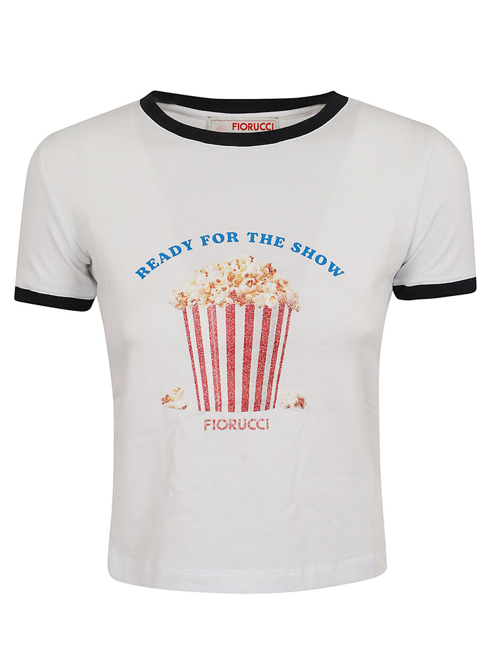 Popcorn Print Baby T-shirt White Cotton