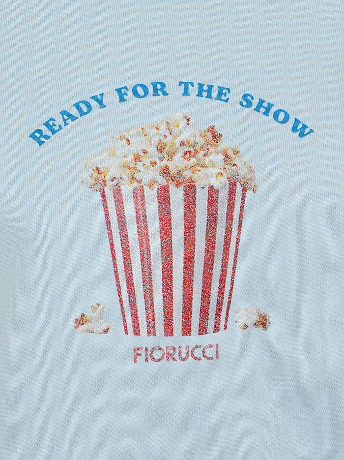 Light Blue Popcorn Print Slim Crewneck Sweatshirt Maglia