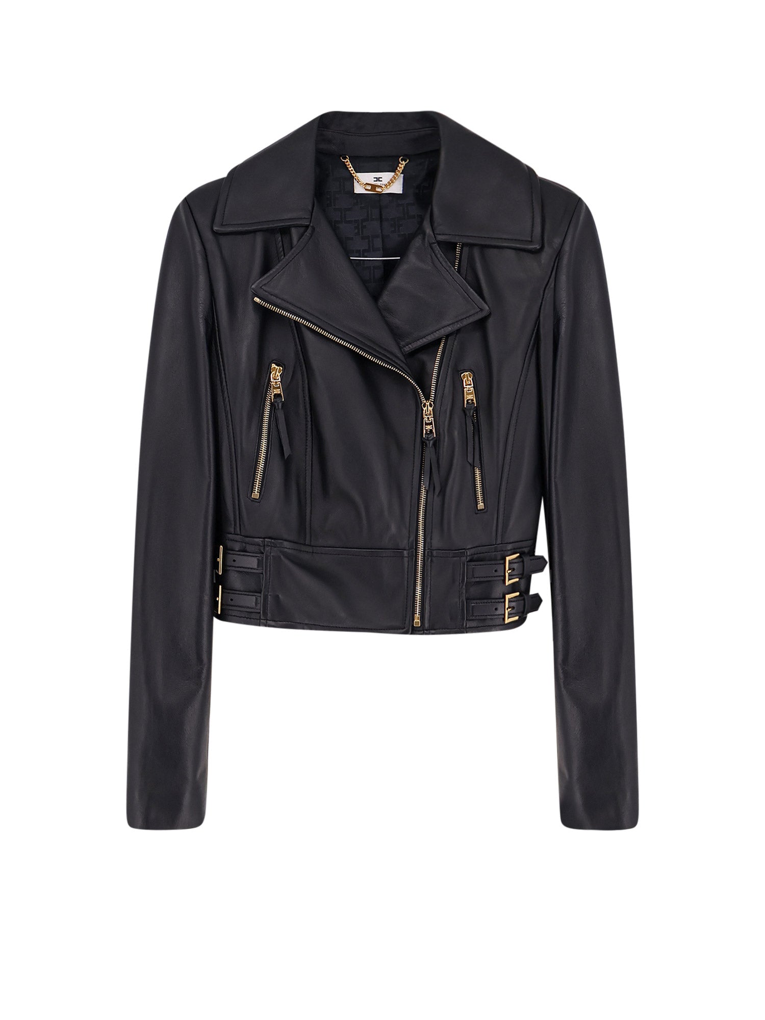 Elisabetta Franchi Jackets Black Pelle