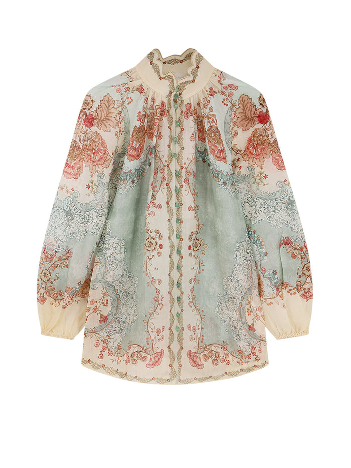 Zimmermann Shirts Wallpaper Floral Mint Ramie
