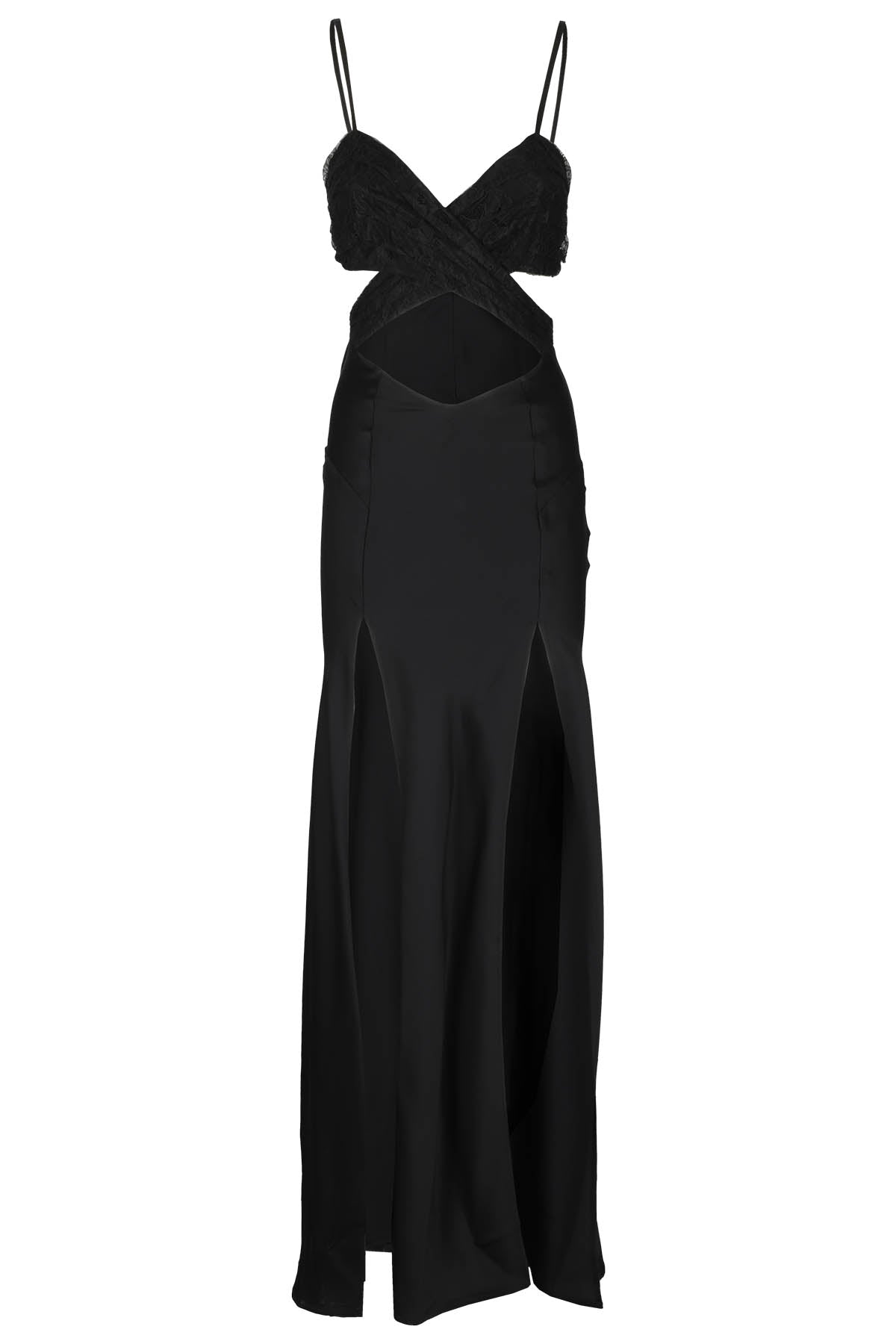 Long Lace Black Acetato Viscosa Abito