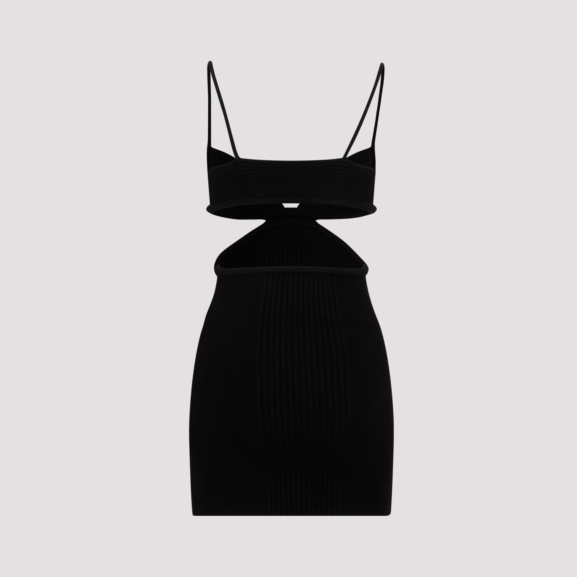 Cut Out Ribbed Mini Dress Black