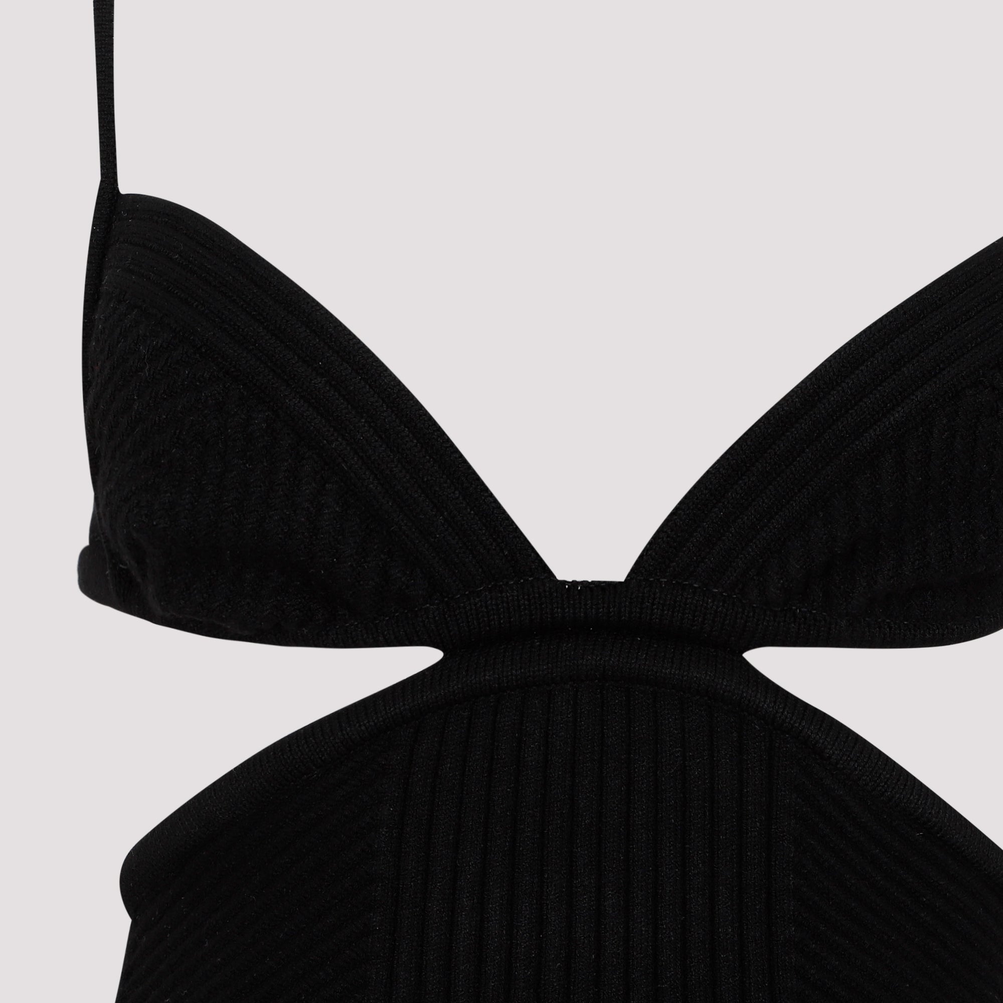 Cut Out Ribbed Mini Dress Black