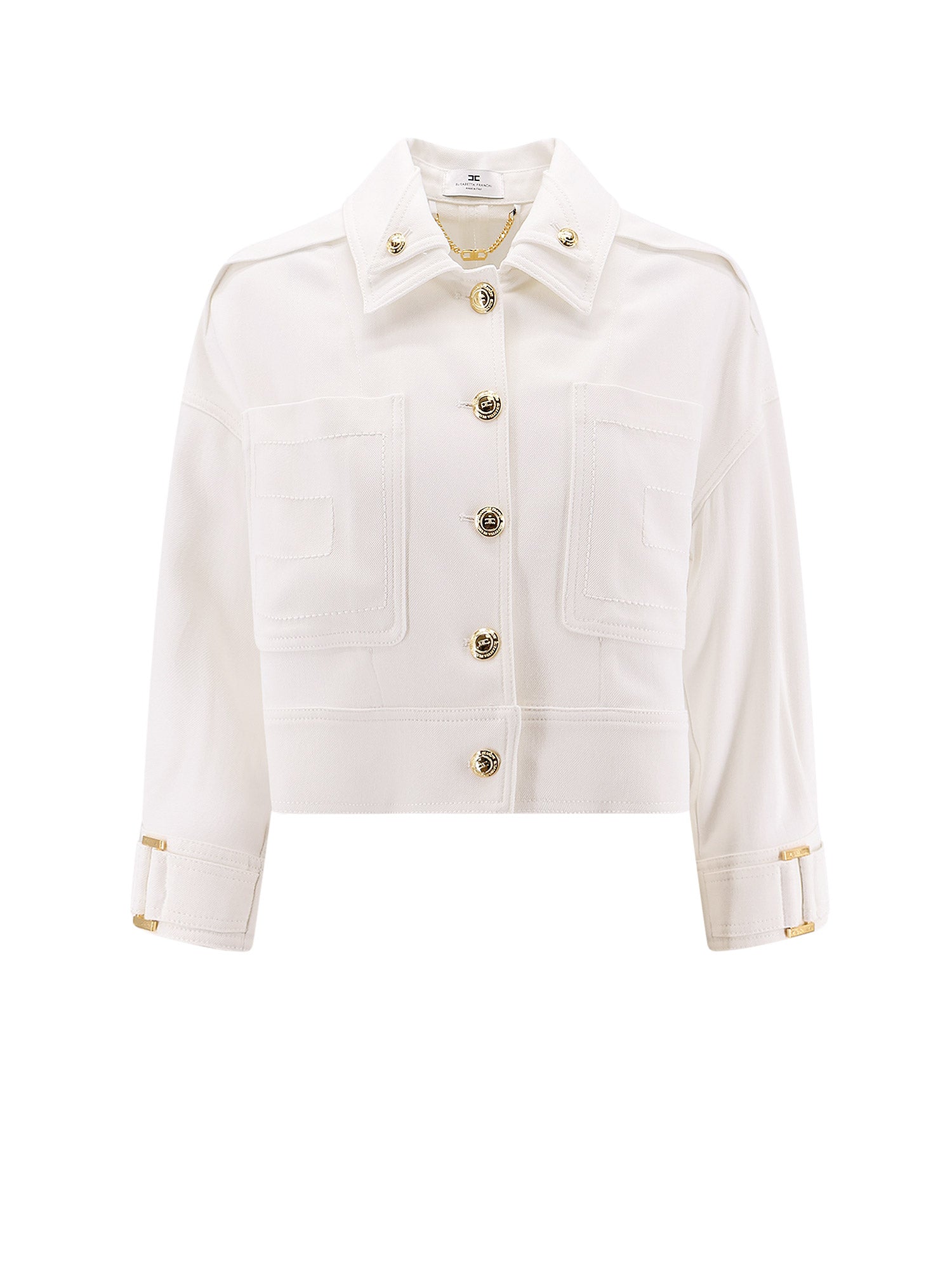 Elisabetta Franchi Jackets Ivory Viscosa Elastan