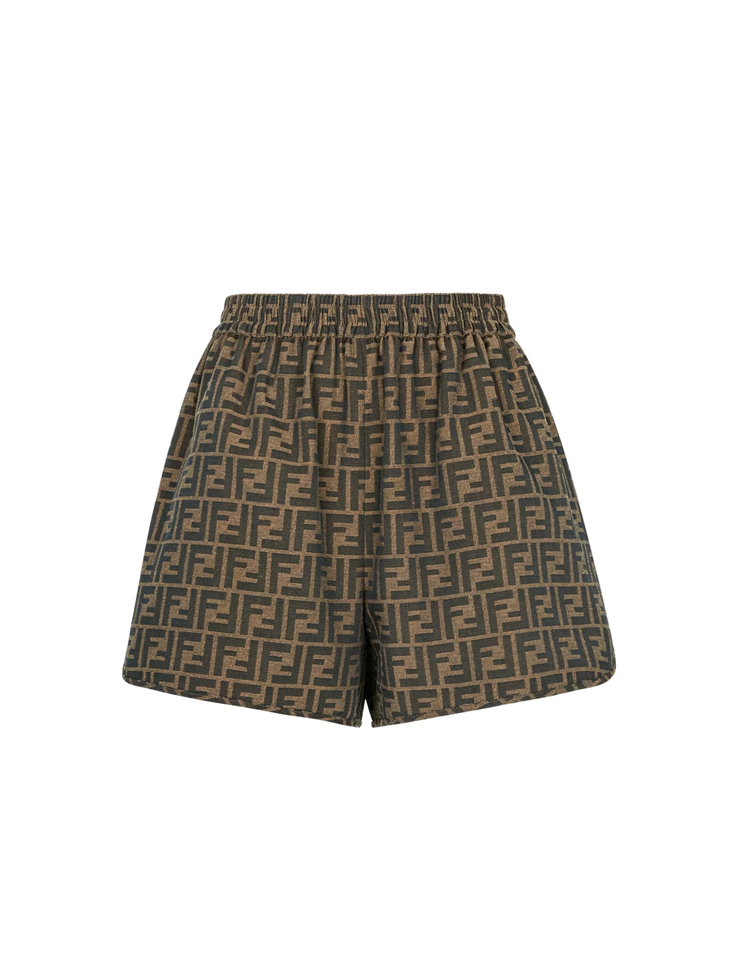 Fendi Shorts Tobacco Poliestere Cotone