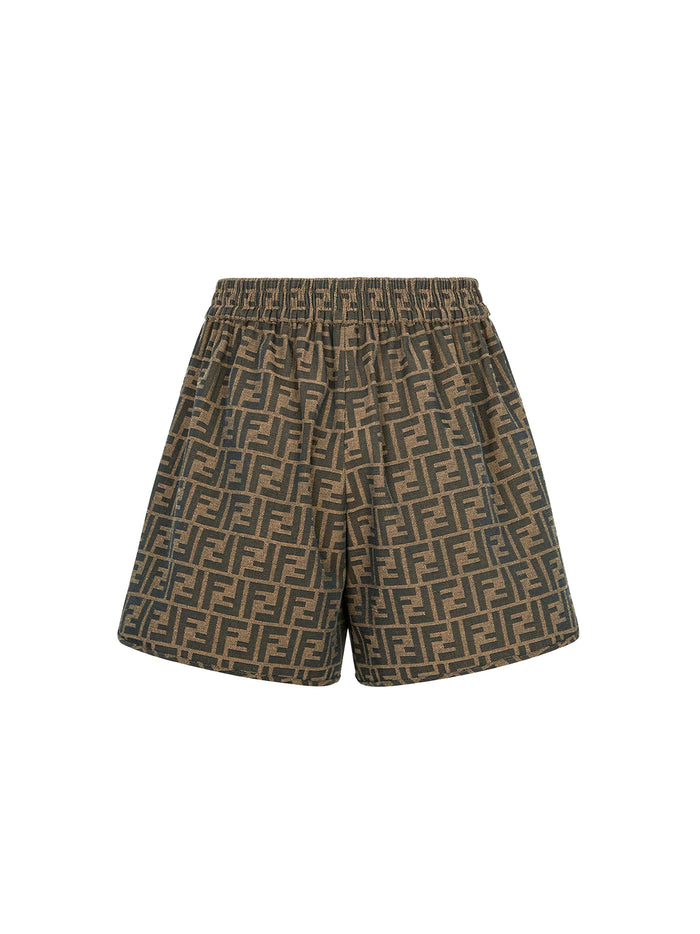 Fendi Shorts Tobacco Poliestere Cotone