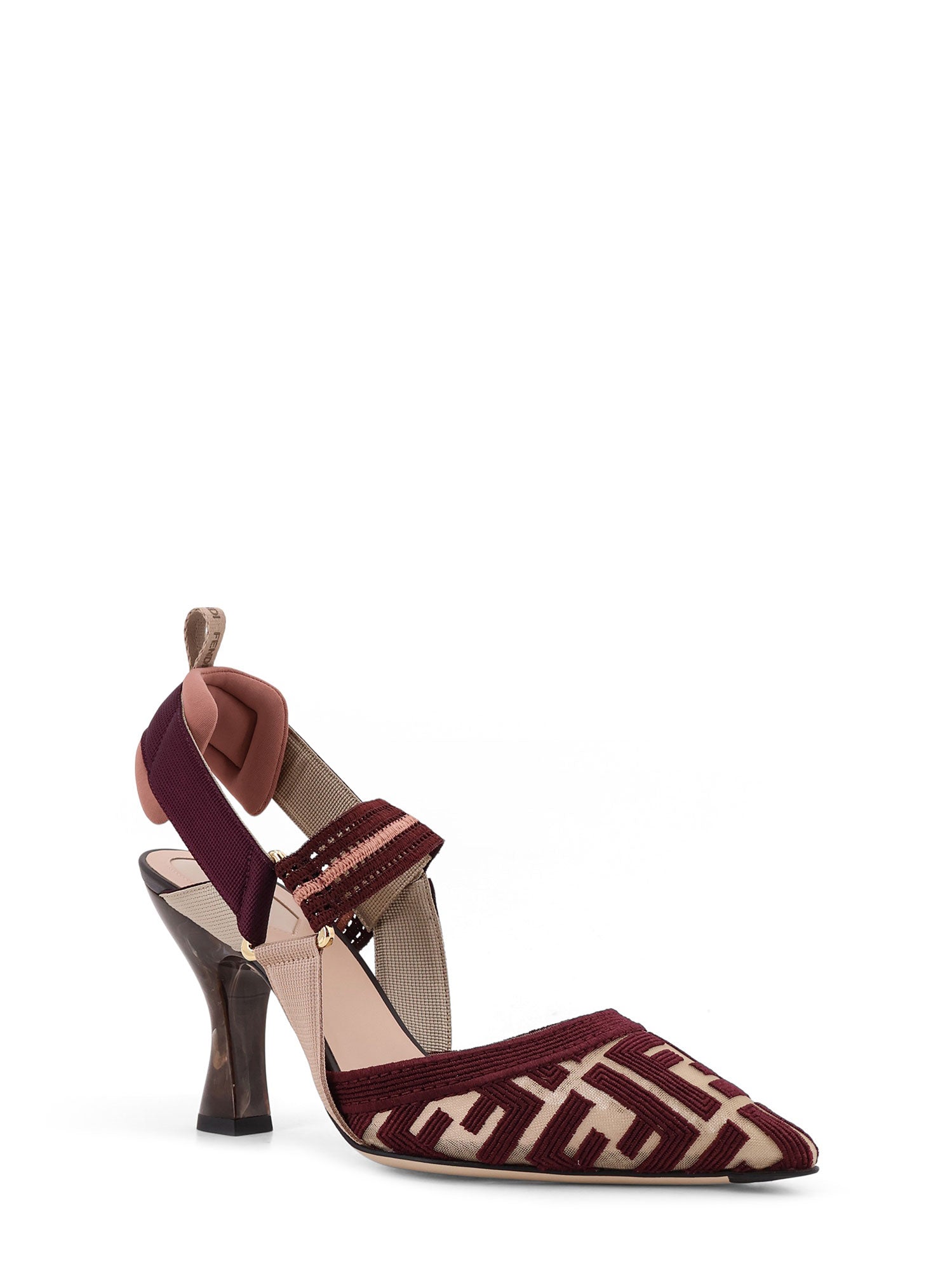 Fendi With Heel Nudo Plum Mesh/pelle