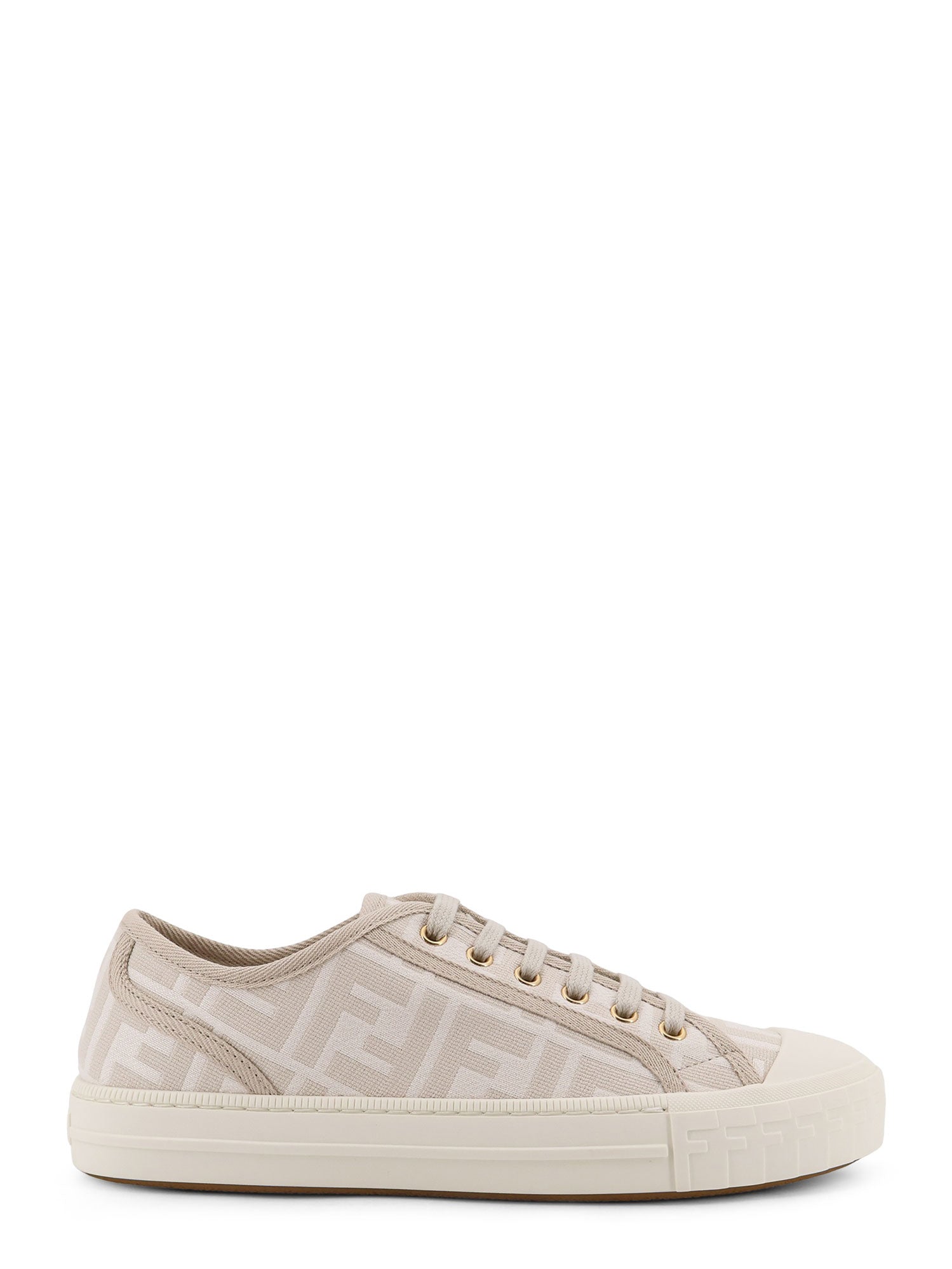 Fendi Sneakers Avorio Tortora Tessuto Ff