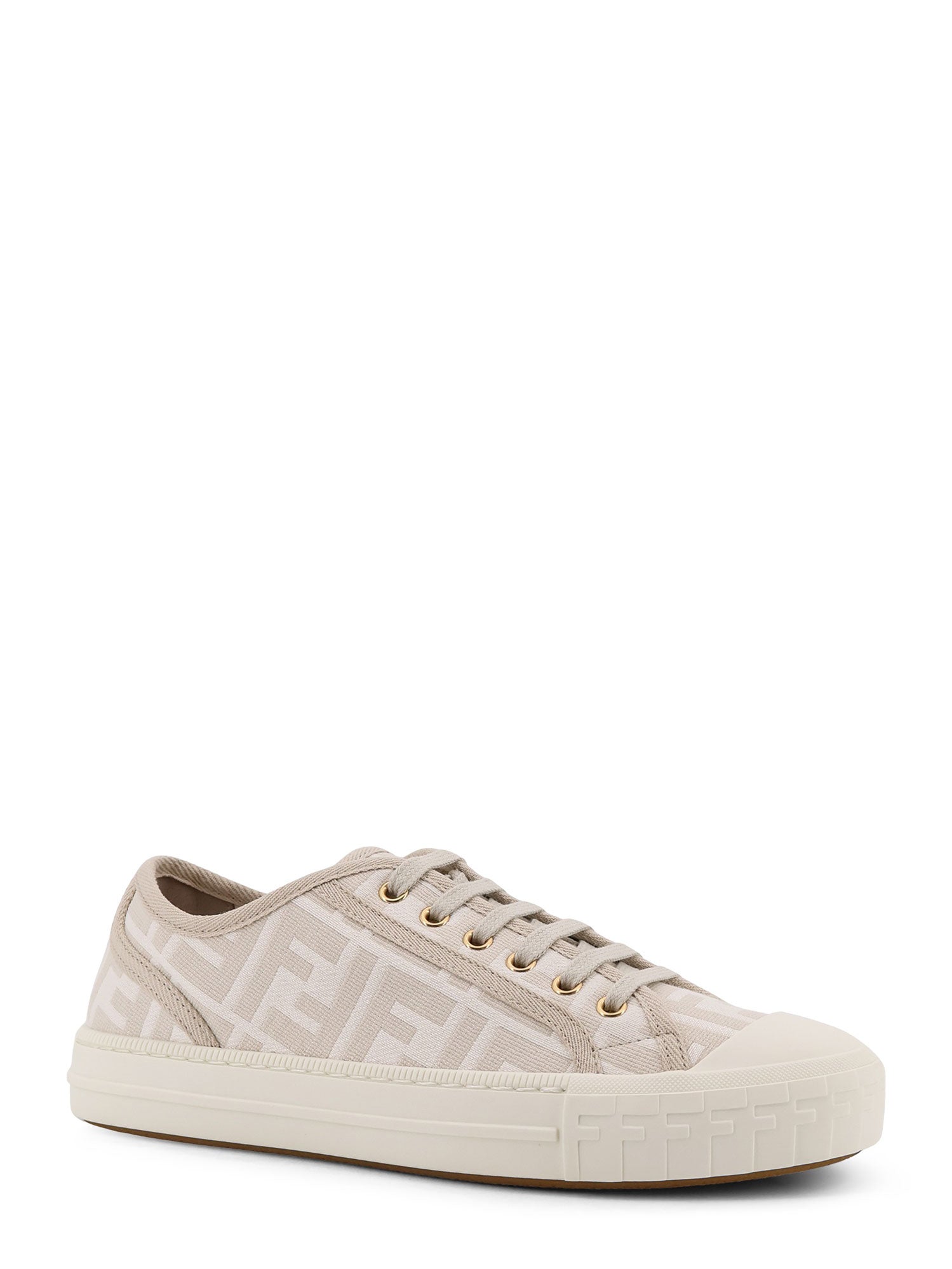 Fendi Sneakers Avorio Tortora Tessuto Ff