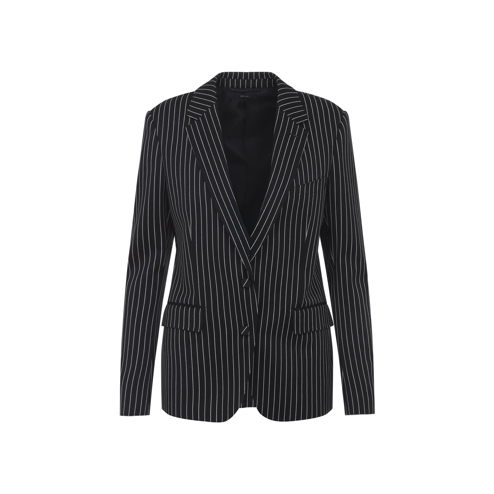 Striped Wool Barathea Jacket Black Cotton