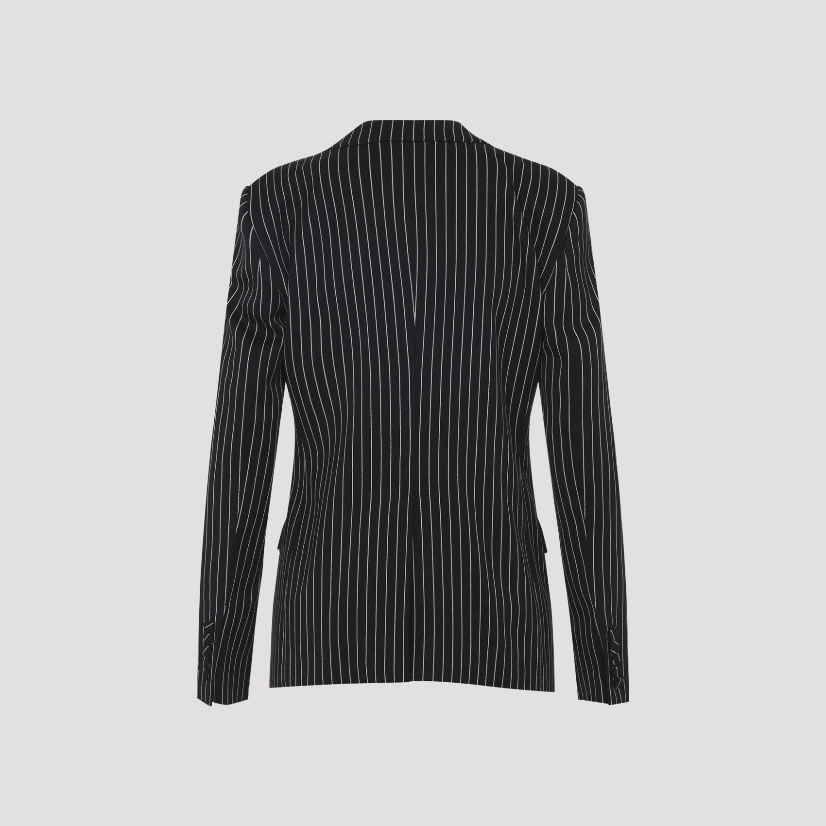 Striped Wool Barathea Jacket Black Cotton