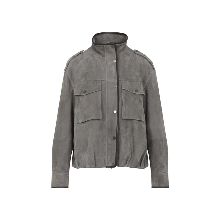 Suede Jacket Grey Leather