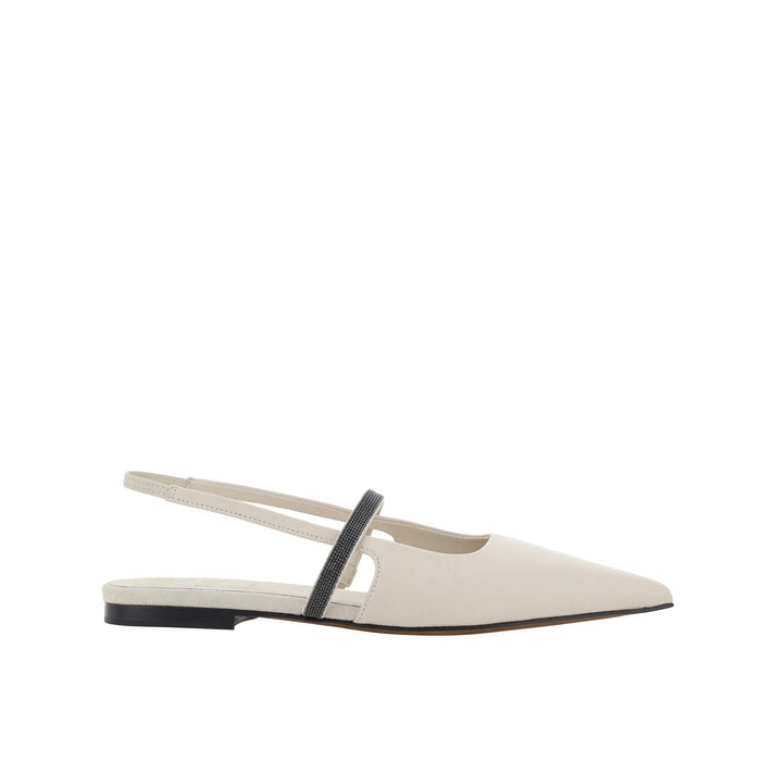 Slingback Flats White Calf Leather
