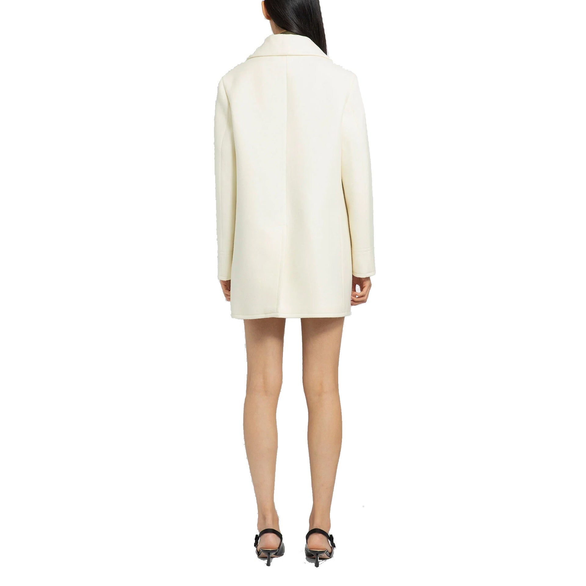 Double-Breasted Wool Coat White