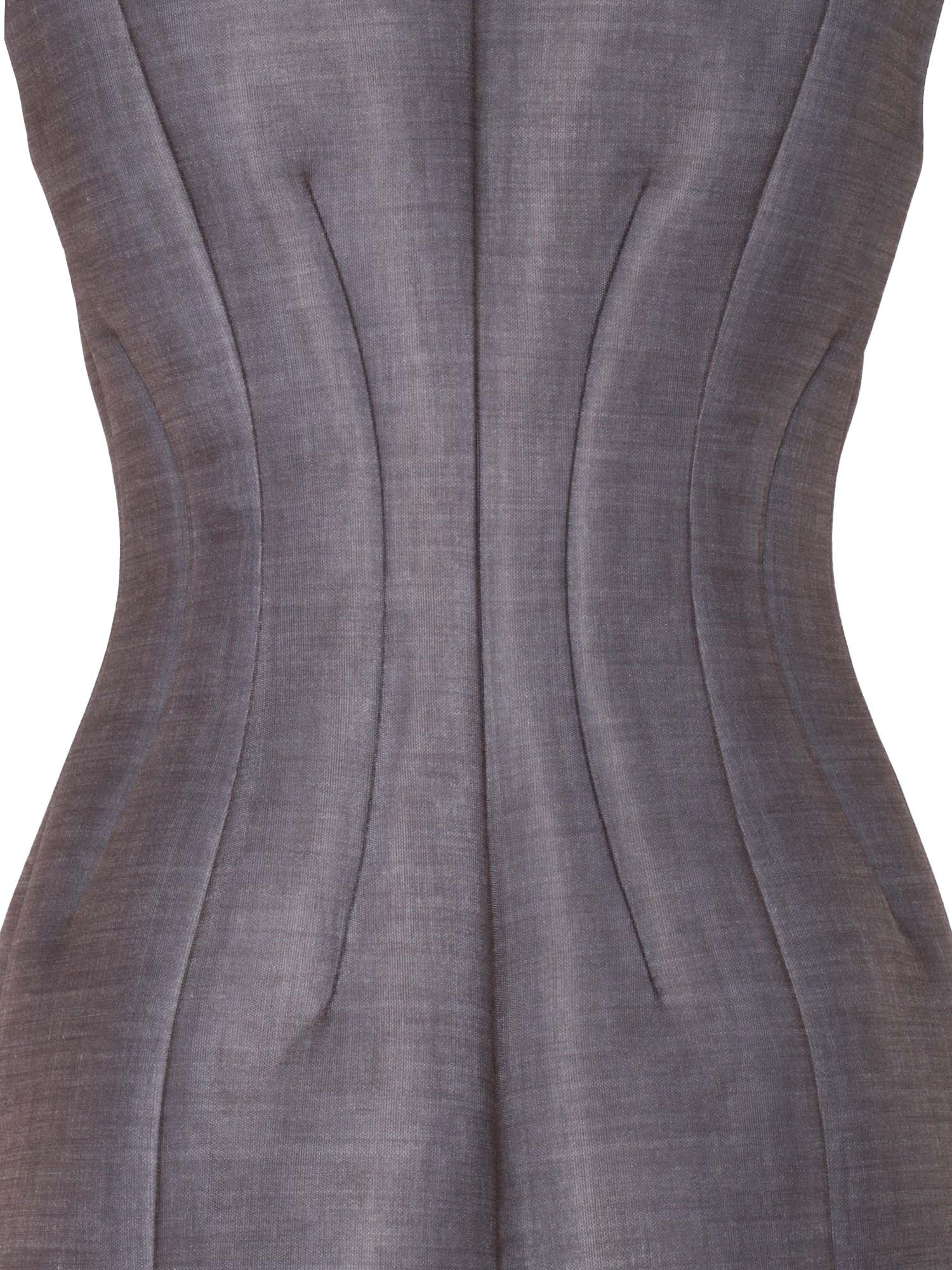 Gray Mini Dress Grey Polyester Elastane Midi