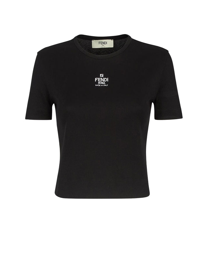 Fendi T-shirts and Polos Black Cotone Elastan