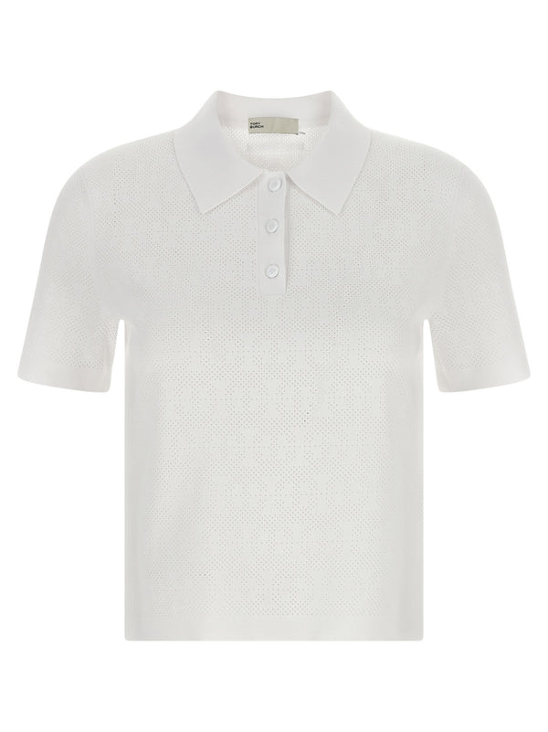 Tory Burch Pointelle Viscose Polo Shirt