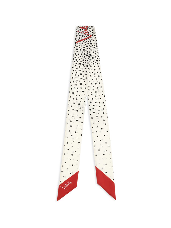 Scarf Twill Little Stars Starry Silk Vanilla/black/red/vanilla