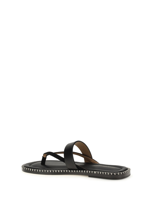 Slip-On Leather Sandals With Sequins Black Calf