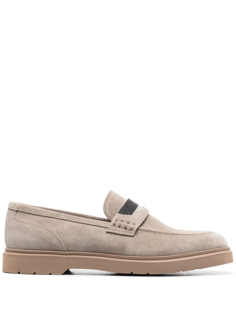 Brunello Cucinelli Outer: Suede Leather 100% loafer in grey