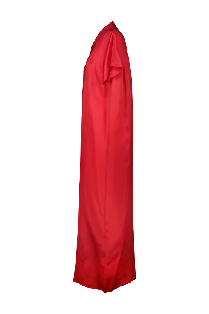Effy Shirtdress In Organza Red Silk Cotton Abito