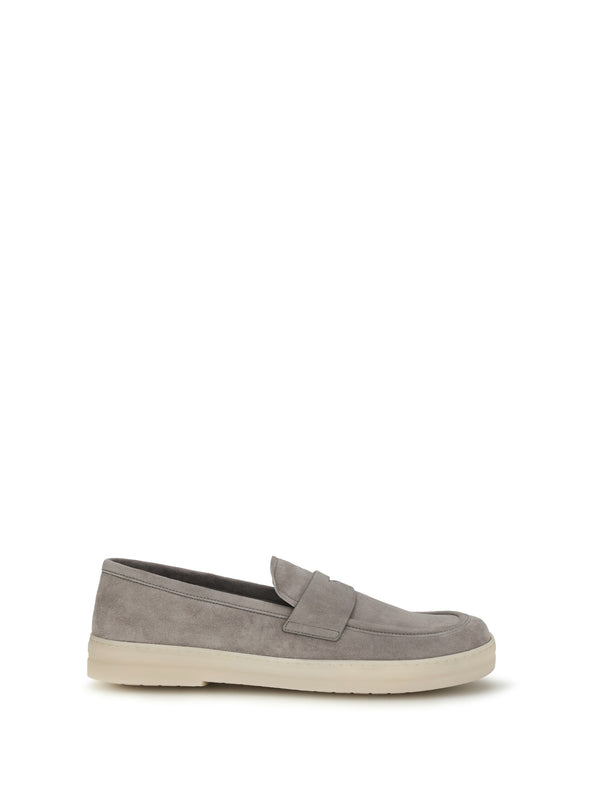 Prada Upper: 100% calf leather; Sole: 100% rubber loafer in gray
