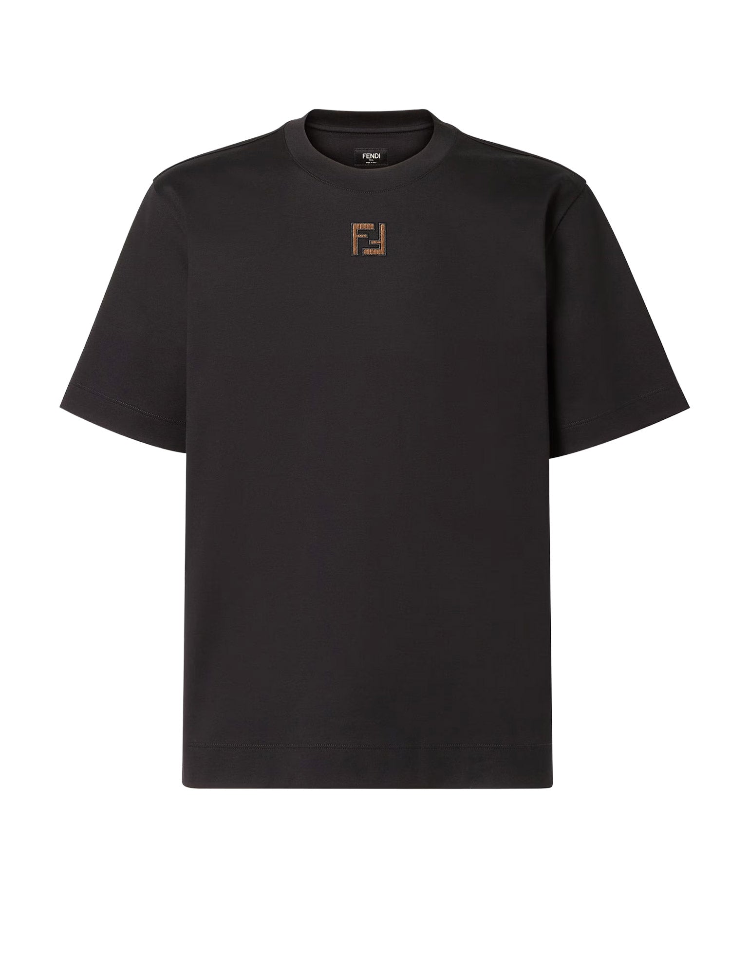 Fendi T-Shirts And Polos Nero+nocciola Cotone