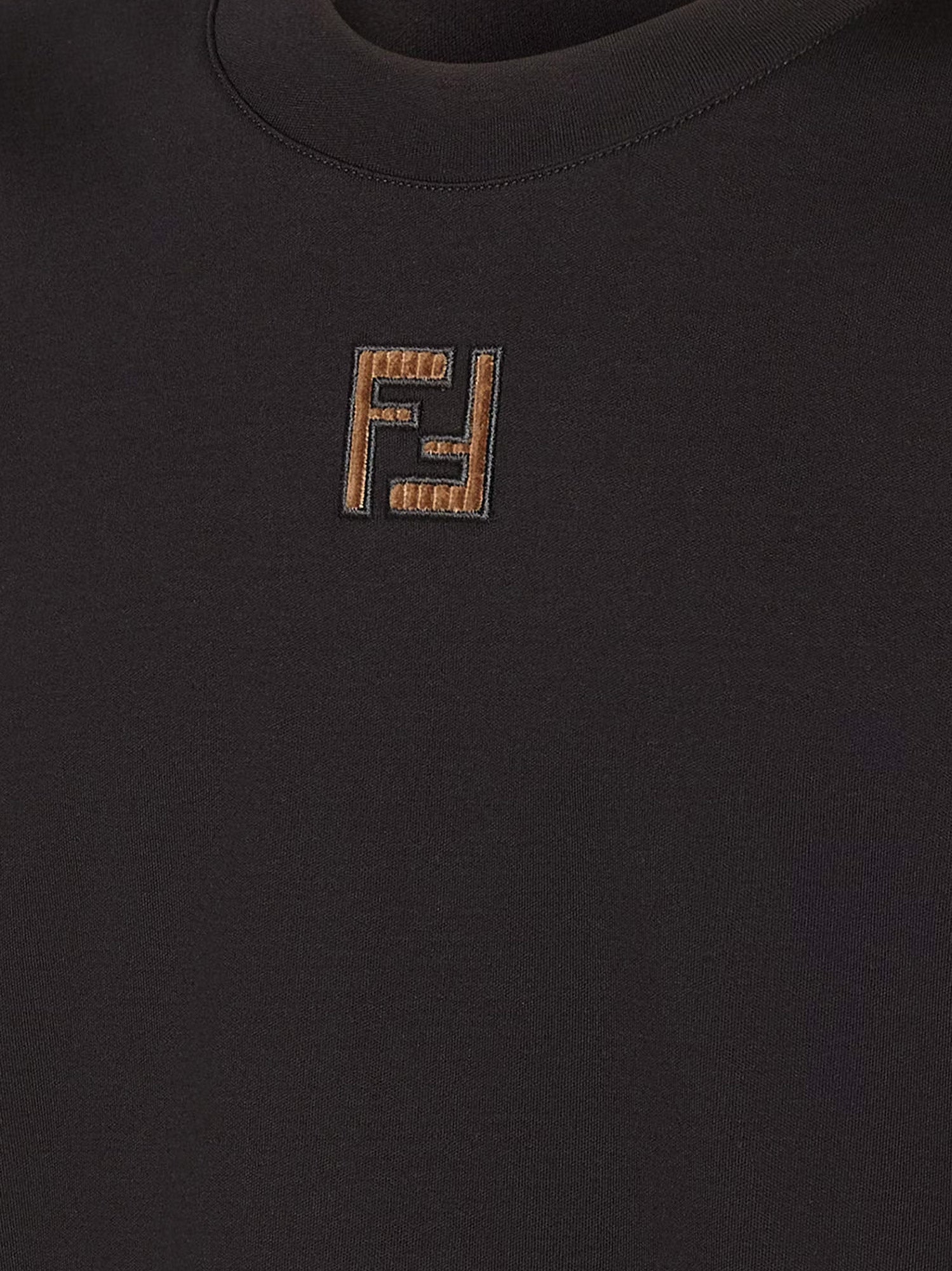 Fendi T-Shirts And Polos Nero+nocciola Cotone
