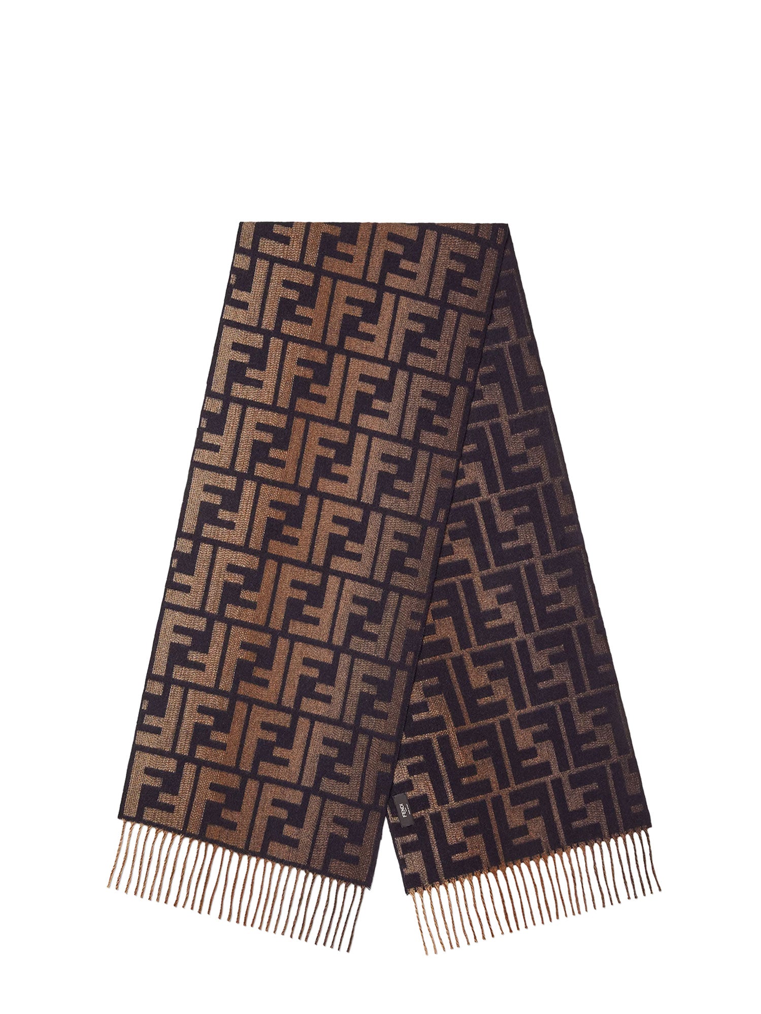 Fendi Scarfs Blu+marrone Lana Vergine