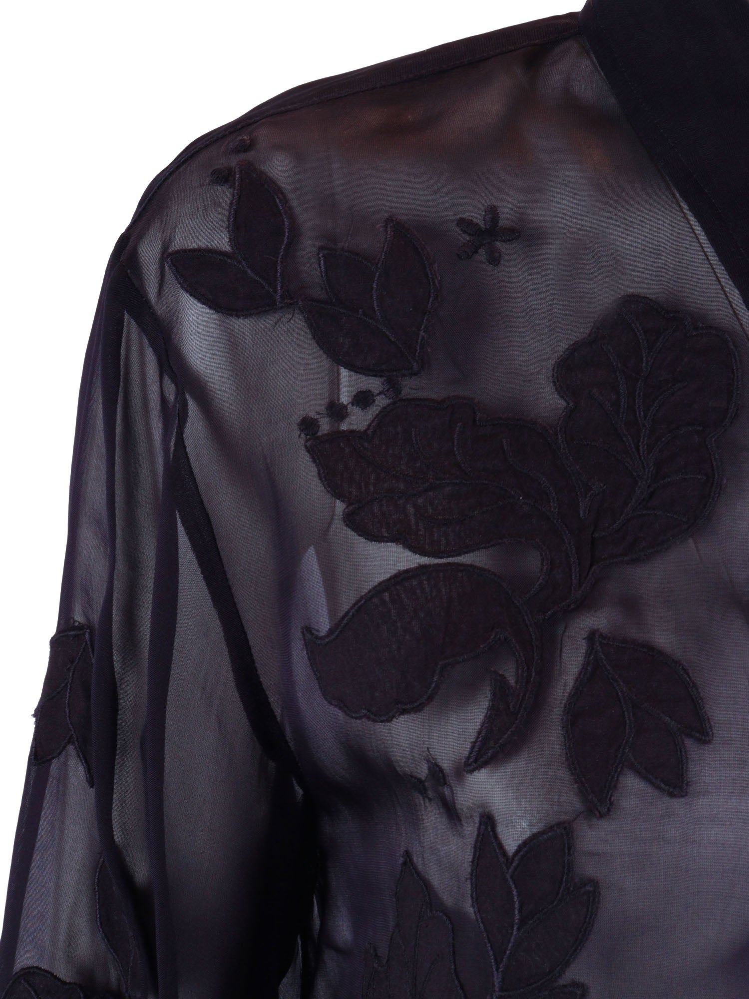 Organza shirt with iris velvet embroidery Blue Viscose Cotton