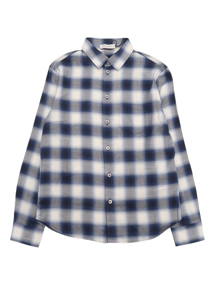 JOURNEY BOYS REGULAR SHIRT- CHECK BLEND COTTON SHIRTING WITH PRINT Blue Viscose Lyocell