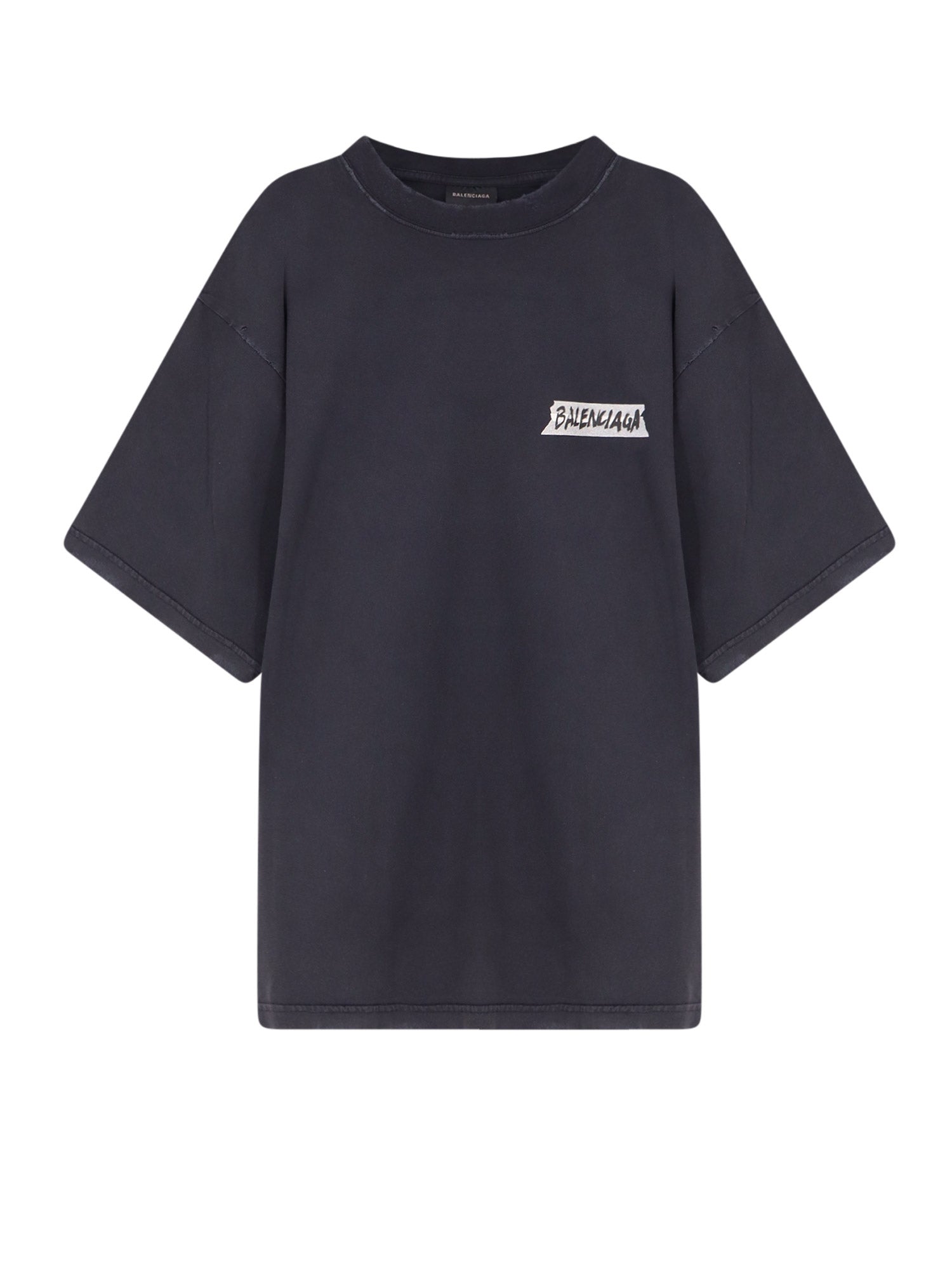 Balenciaga T-shirts and Polos Faded Washed Black Cotone