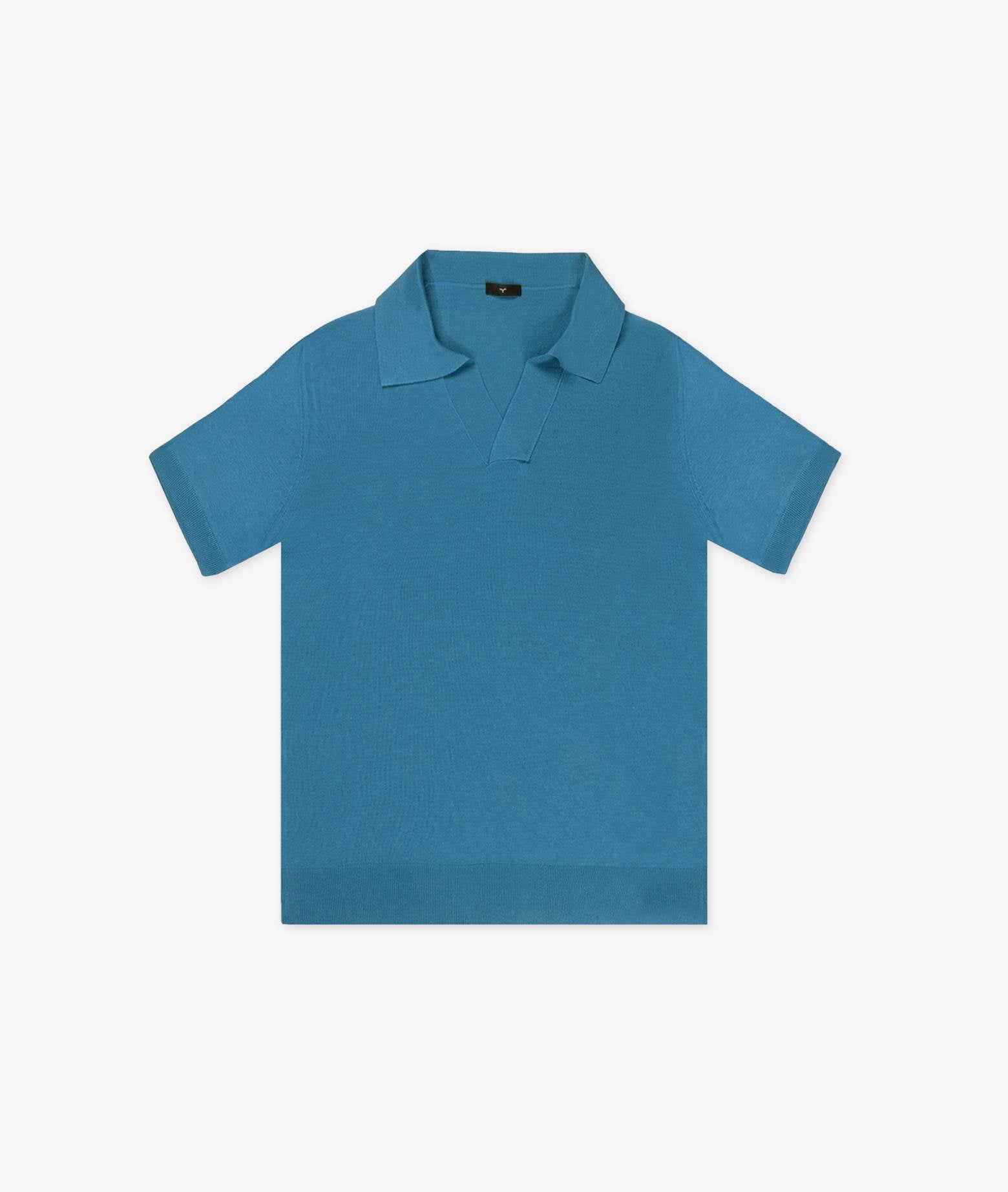 Silk Polo Tulum Teal Basic Light Kintwear