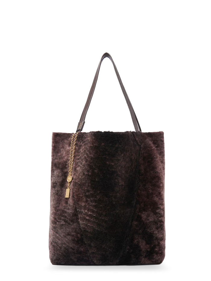 Chloè Bags Kohl Brown Shearling/pelle