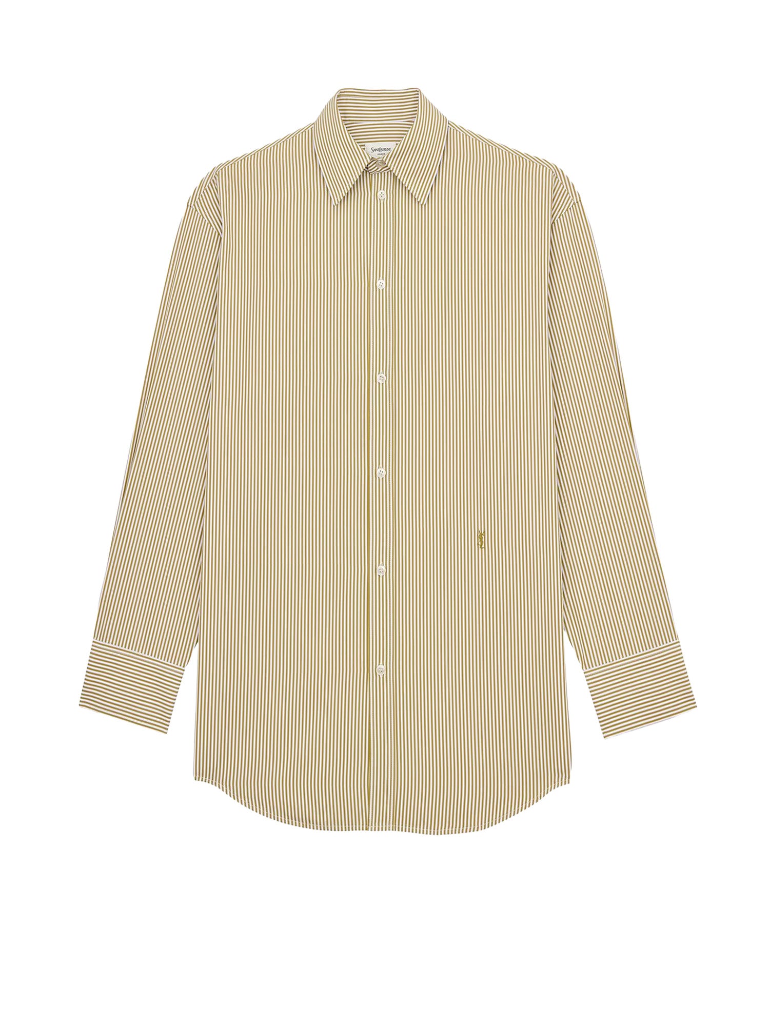 Saint Laurent Shirts Kaki/blanc Cotone