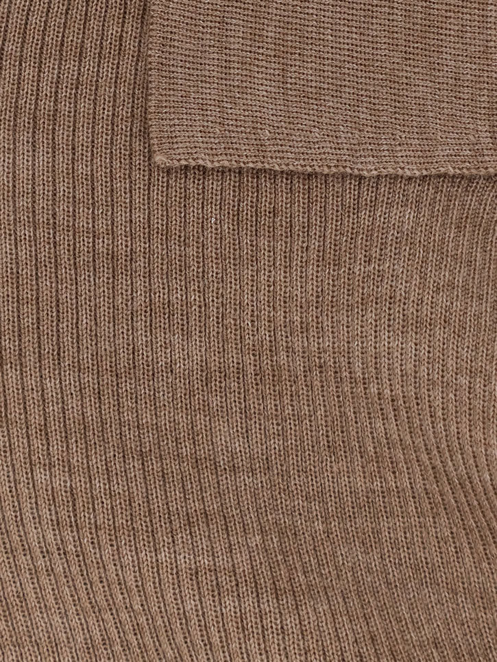 Max Mara T-Shirts And Polos Oro Beige Marrone Lana Vergine