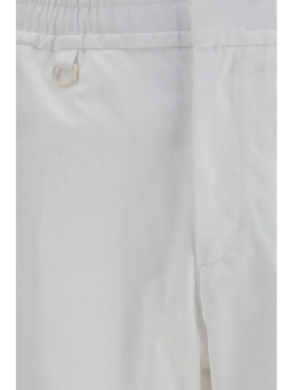 Straight-Leg Trousers White Cotton