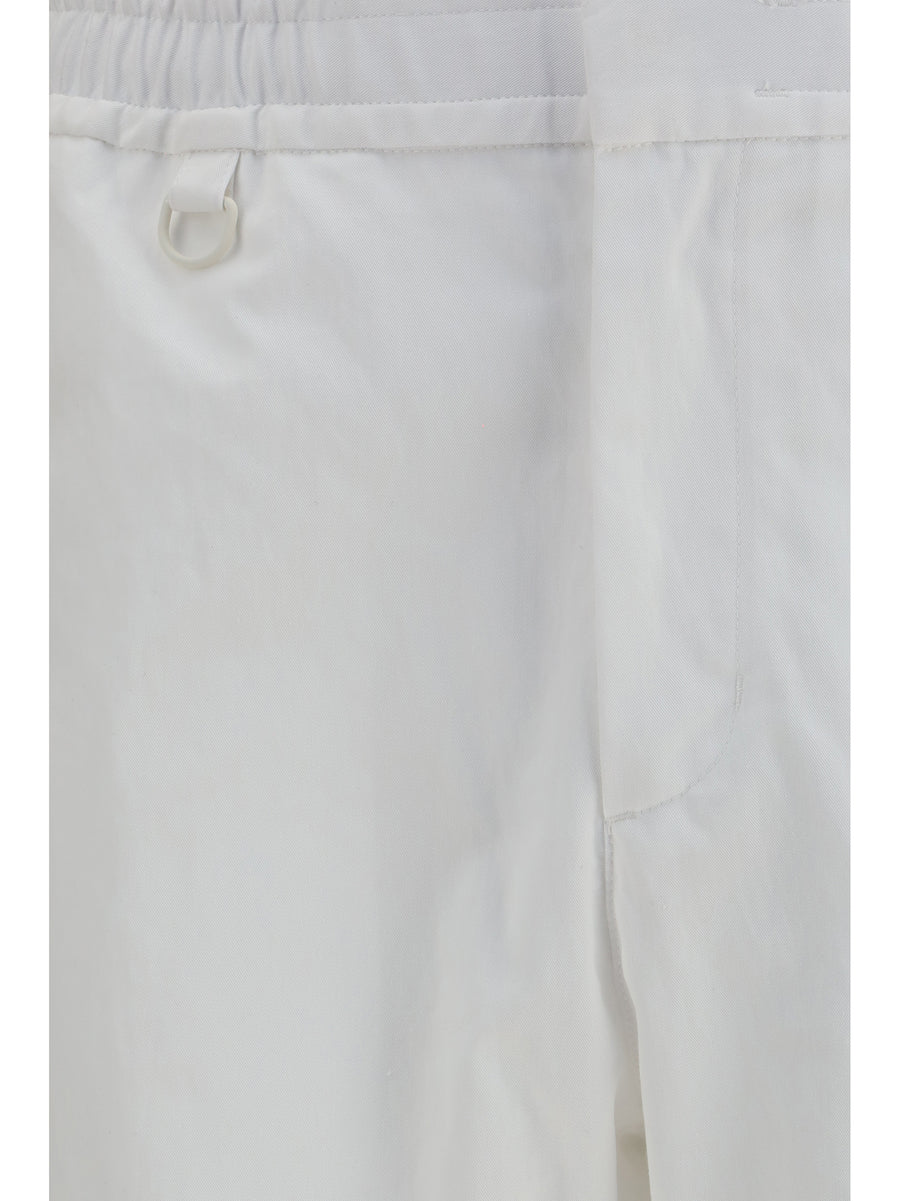 Straight-Leg Trousers White Cotton