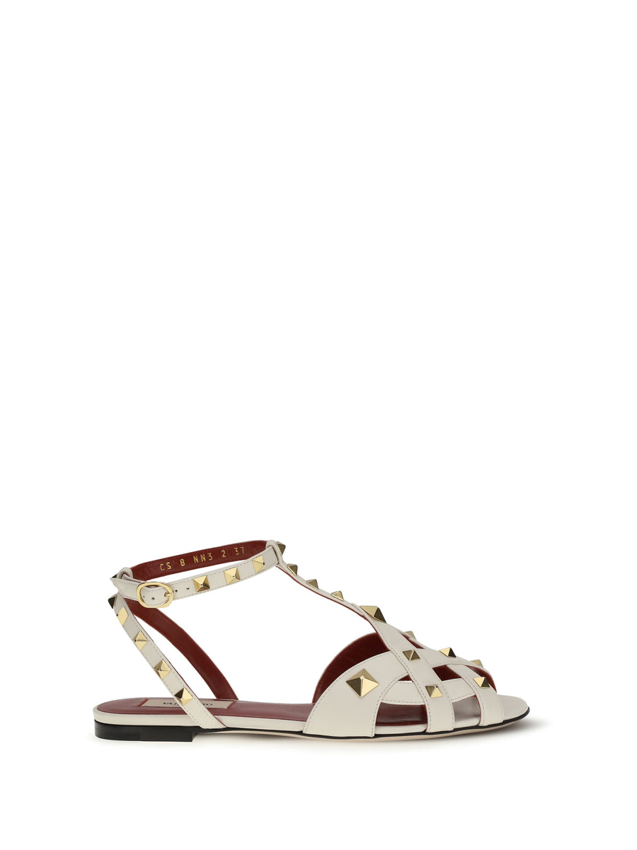 Valentino Garavani Upper: 100% goatskin; Sole: 100% calf leather sandal in ivory