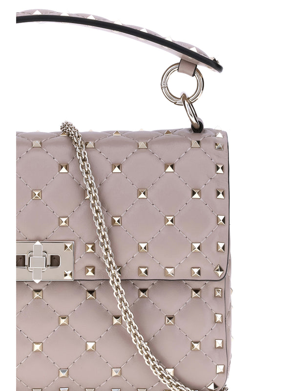 Handbag Rockstud Spike Powder Lamb Leather Handbags