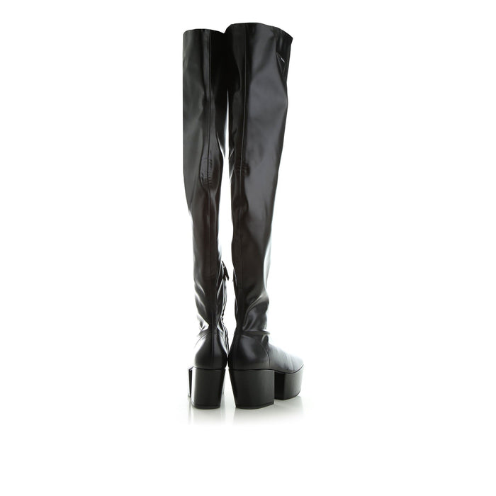Leather Platform Boots Black Calf