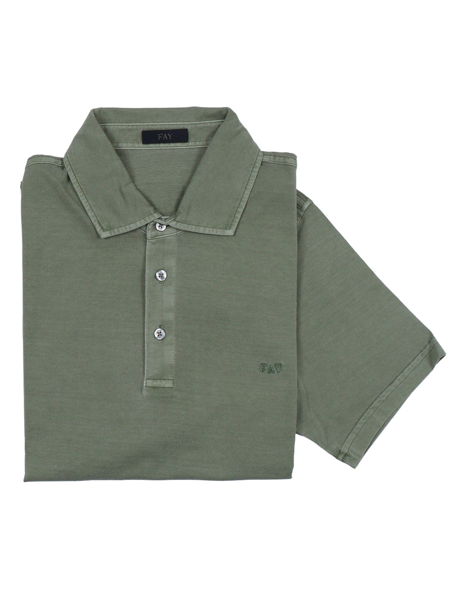FAY JERSEY FROSTED EMBROIDERY POLO Green Cotton Shirt