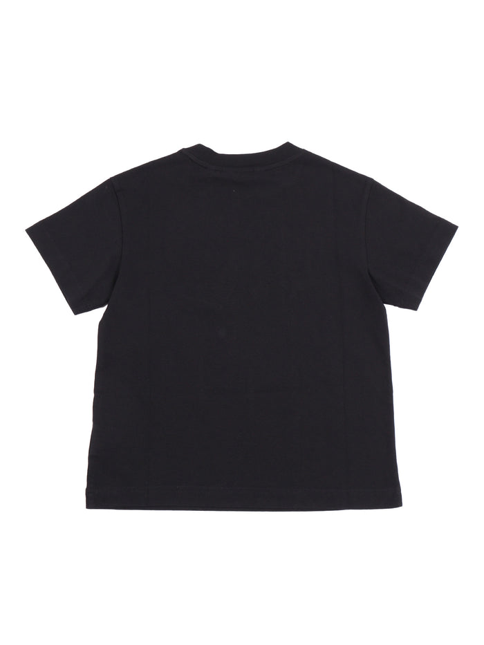 Pa Bear Angel T-Shirt S-S Black Brown Cotton Rib Detail Short Sleeves