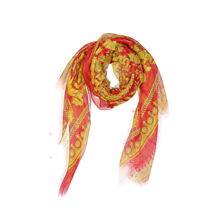 Versace Foulard Square Scarf Red Modal Silk