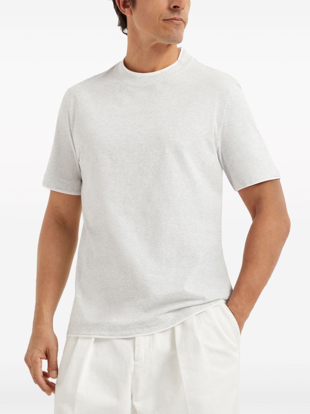 Brunello Cucinelli T-Shirts And Polos Grigio Chiaro Cotton