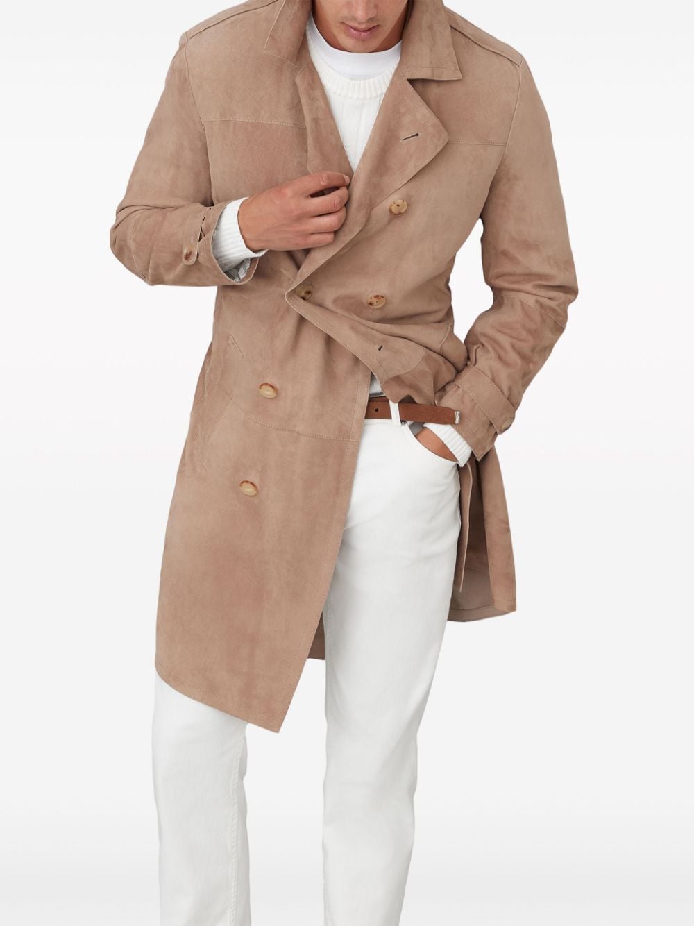 Brunello Cucinelli Coats Marrone Chiaro Furs & Skins->suede100.0 %