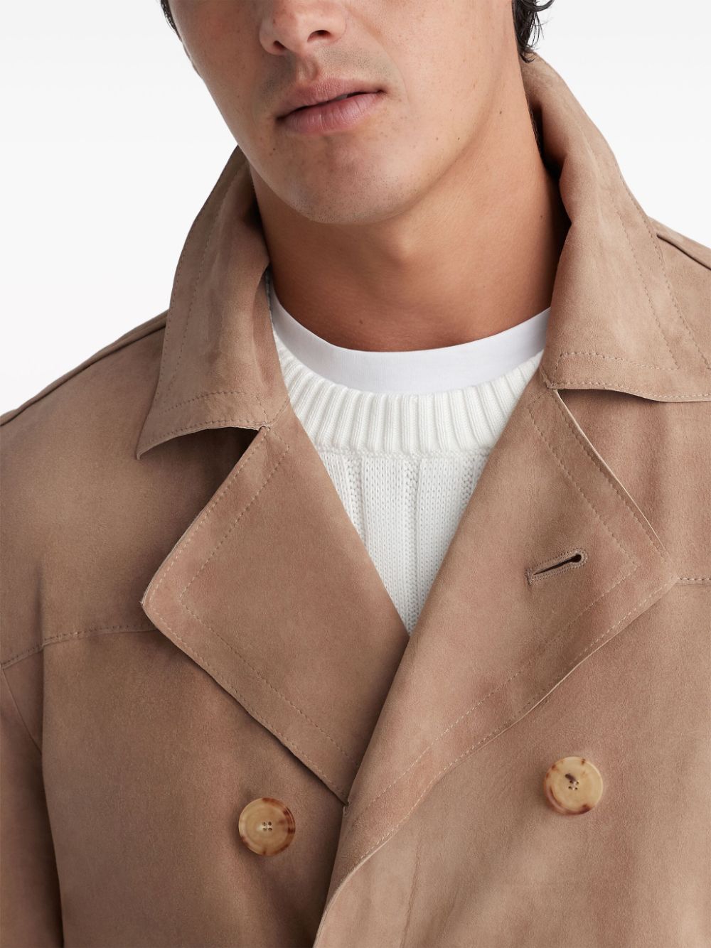 Brunello Cucinelli Coats Marrone Chiaro Furs & Skins->suede100.0 %