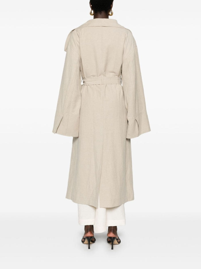 TOTEME PRE Coats Beige Linen Cotton Polyamide